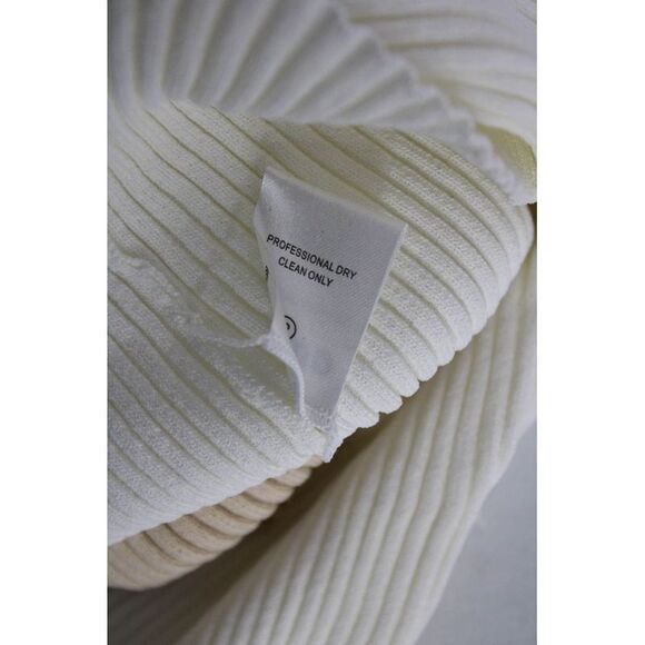 Staud Women's Ribbed Knit Long Sleeve V-Neck Colorblock Top Beige/White Size XS - Picture 5 of 6